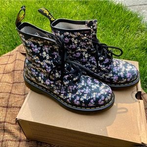 Dr. Martens: Women’s 1460 Black Noir Boots FLORAL